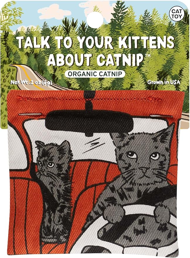 Blue Q Talk to Your Kittens About Catnip - Cat Toy. Premium Organic Catnip Grown in USA, 100% Cotton Pouches, Kitty Graphics Sure to Delight Every Cat-Keeper.