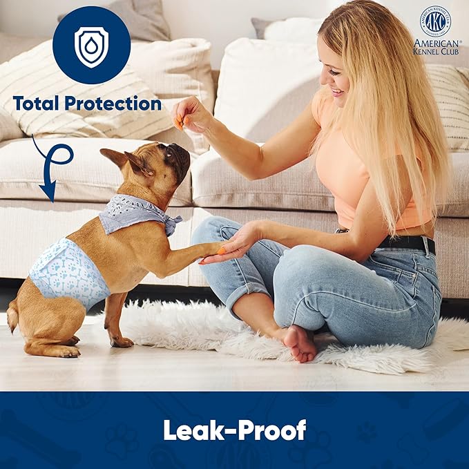 American Kennel Club Male Dog Wrap, Disposable Diapers with Wetness Indicator, Large, 50 Count (Pack of 6)