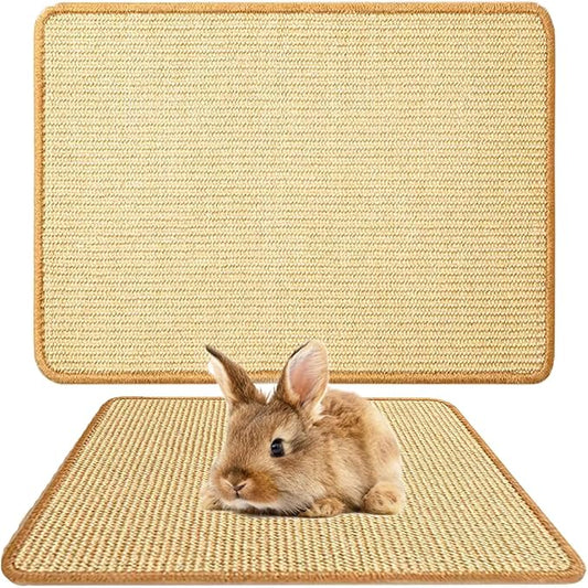Oncpcare Rabbit Scratch Mat - Natural Bunny Scratching Pad for Claws and Teeth Care, Chew Toys, Pet Cage Bedding for Biting, Sleeping, Nesting - 24x16