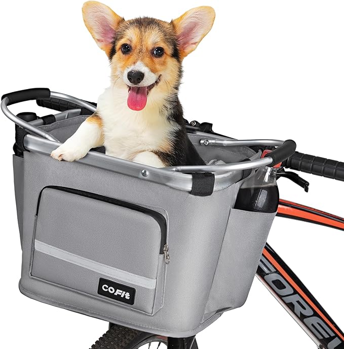 COFIT Detachable Bike Basket, Multi-Purpose Bicycle Handlebar Basket for Pet, Shopping, Commuter, Camping and Outdoor