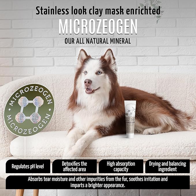 Clear Eyes Solution Set 6in1 Multi-Functional Pure Mist and Stainless Look Clay Mask - Tear Stain Remover, Eye Cleaner - Eye Care Ear Care Grooming Treatment for All Dogs and Cats Eyes