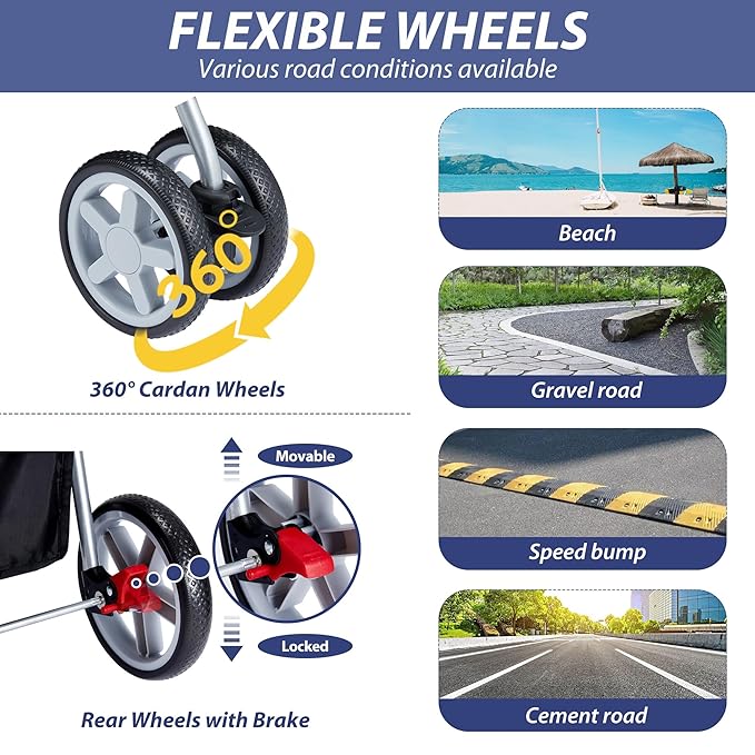 4 Wheels Pet Stroller for Small Medium Dogs Cats 10-33 lbs, Foldable Dog and Cat Stroller with Cup Holder & Storage Basket & Breathable Mesh, Pet Strolling Cart for All-Season, Navy Blue