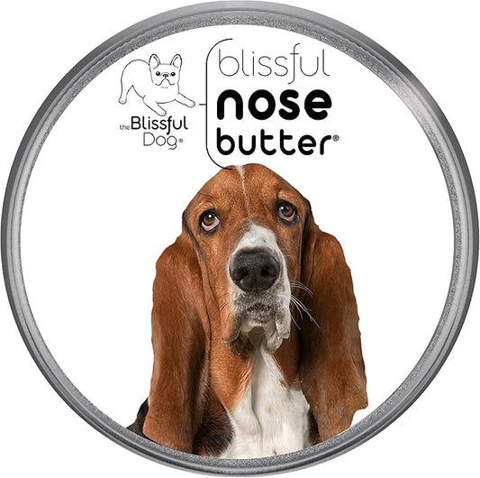 The Blissful Dog Basset Hound Nose Butter for Dry, Cracked Skin, Lick-Safe Dog Nose Balm with Moisturizing Shea Butter, Almond, Olive, and Essential Oils, Pet Supplies, Uncented, 1 oz.