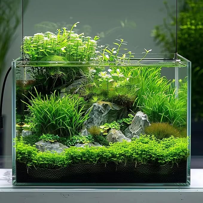 3 Gallon Glass Fish Tank, Easy to Maintain Small Aquarium for Betta/Goldfish/Snails/Shrimp and Aquatic Planting.