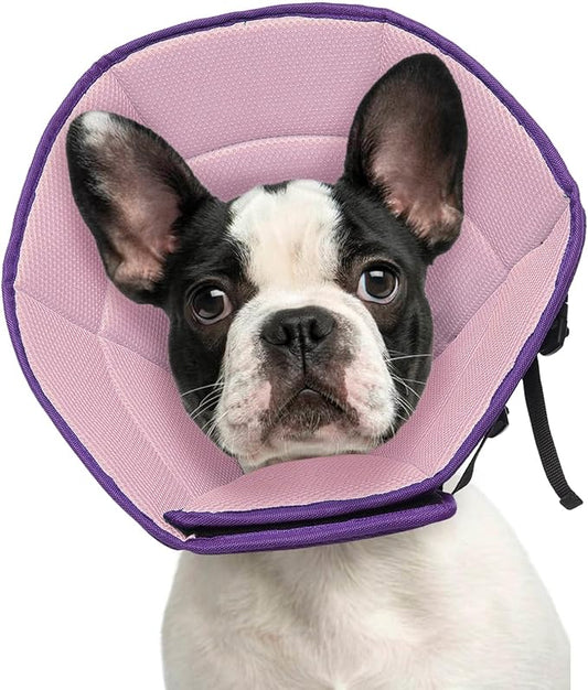 Dog Cone Collar M, Soft Cones for Large Medium Small Dogs,Adjustable Dog Cone Alternative to Stop Licking, Comfy Elizabethan Collar for After Surgery Wound Healing & Hot Spots Purple