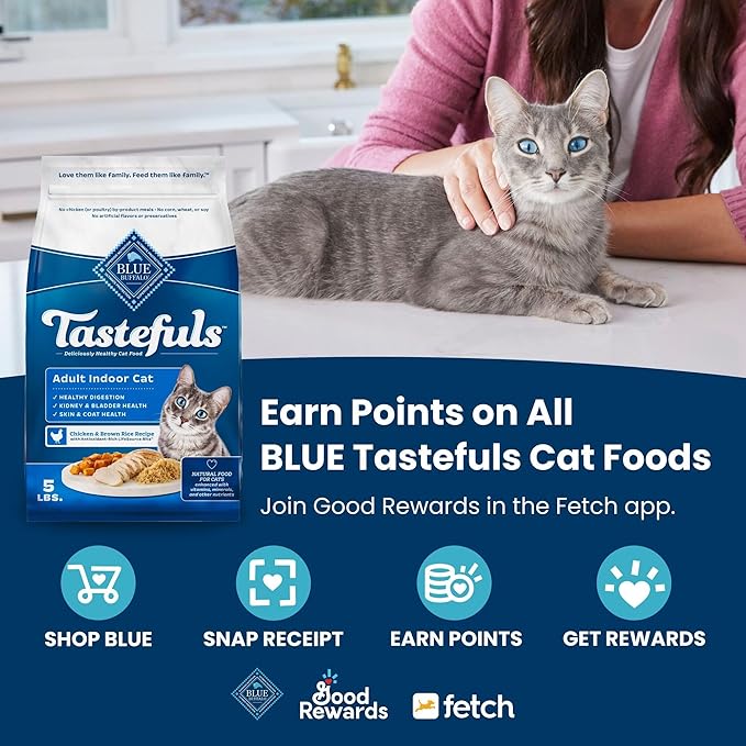 Blue Buffalo Blue Tastefuls Natural Adult Indoor Cat Chicken & Brown Rice Recipe Food for Cats 10 lb