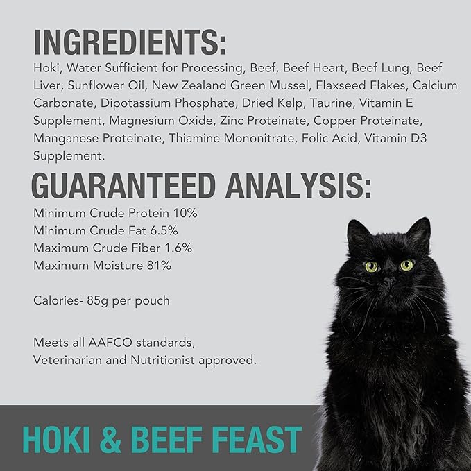 Feline Natural Wet Cat Food Variety Pack - Chicken, Lamb, Salmon & Beef Feast, Grain-Free, 3oz Pouches, New Zealand Made, Assorted Single Serve Pates (12 Pack)