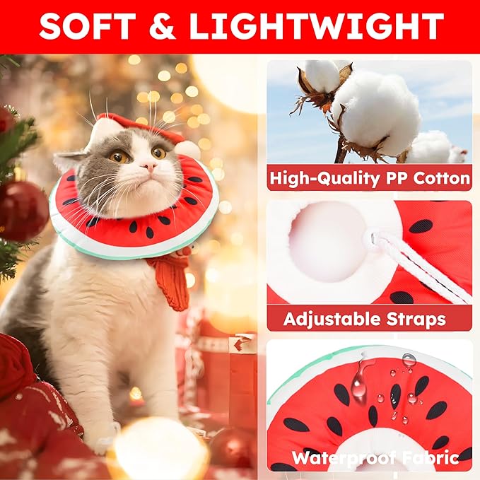 Cat Cone Collar Soft, Waterproof Cat Recovery Collar for Wound Healing Cute Cat Donut Adjustable Cat Cones to Stop Licking Comfortable Neck Elizabethan Collars for Cats Kittens After Surgery