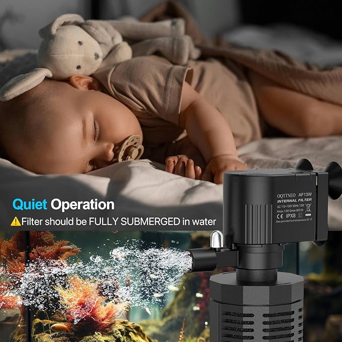 Aquarium Internal Filter for 30~100 Gallons - Ultra-Quiet Fish Tank Filters 400GPH Submersible Power Pump Filter with Biochemical Filtration Air Supply Water Clean