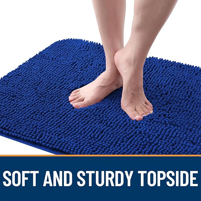 OLANLY Dog Door Mat for Muddy Paws 59x24, Absorbs Moisture and Dirt, Absorbent Non-Slip Washable Doormat, Quick Dry Chenille Mud Mat for Dogs, Entry Indoor Entryway Carpet for Inside Floor, Royal Blue