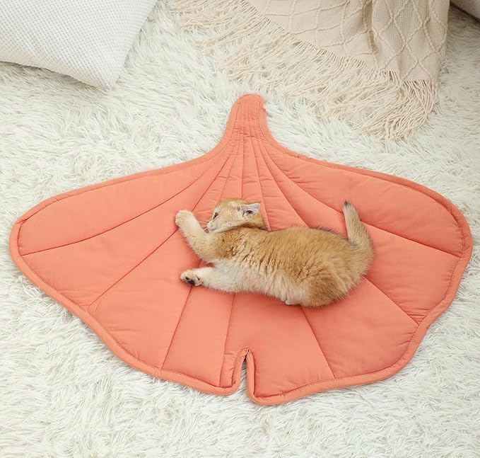 31 X 25 Inch Leaf Shaped Cotton Cat Bed Pad, Warming Cat Mat, Pet Warming Pad for Cats, Warmer Mat for Feral and Indoor Cats, 2025 Enlarged and Thickened Leaf Beds