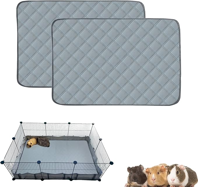 2 Pack Guinea Pig Cage Liners for C&C 2x3 Habitat Washable Guinea Pig Bedding Super Absorbent | Waterproof | Non Slip| Reusable Guinea Pig Pee Pads for Small Animals Cage - 41.3" x 27.6"