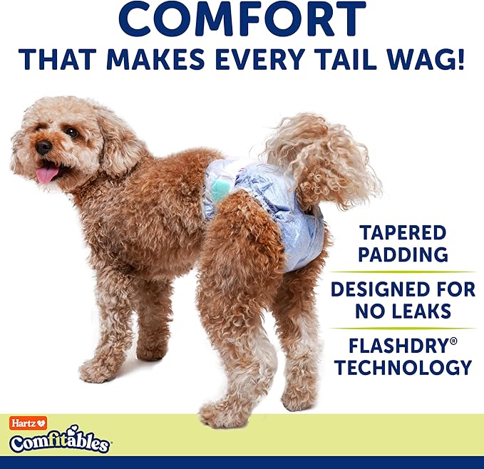 New! Hartz® Comfitables® Disposable Dog Diapers, Size XL 5 count, Comfortable & Secure Fit, Easy to Put On, Super Absorbent Male and Female Diaper