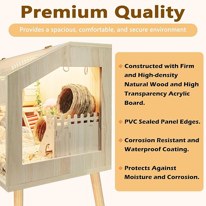 Prolee Hamster Cage with Legs, Guinea Pig Cages Chew Proof, Hamster House, Hamster Cages and Habitats, 48" L x 20" W x 47.6" H