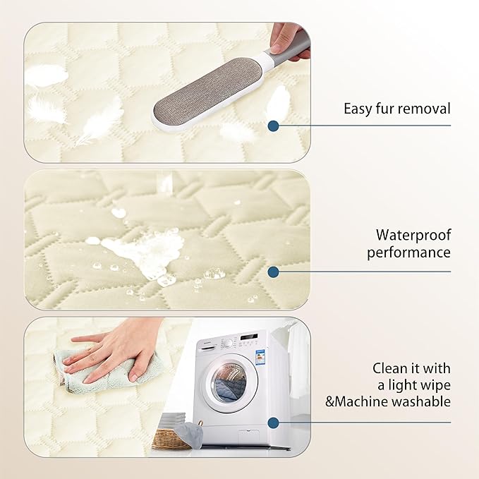 gogobunny 100% Double-Sided Waterproof Dog Bed Cover Pet Blanket Sofa Couch Furniture Protector for Puppy Large Dog Cat, Reversible (30x70 Inch (Pack of 1), Dark Cream/Light Cream)