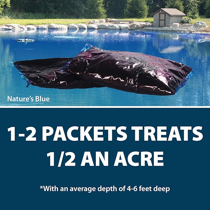 Airmax Pond Dye Packets Nature's Blue Colorant for Large Pond & Lake, Beneficial UV Blocking Color Concentrate, Maintain Clean & Clear Water, Fish & Animal Safe, 16 Soluble Packets