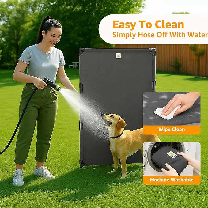 Canvas Elevated Dog Bed, Durable Chew Proof Outdoor Raised Pet Cot for Extra Large Dogs, Waterproof, Breathable, Portable, Washable, Easy Assembly, Sturdy Frame for Camping & Travel, Dark Grey