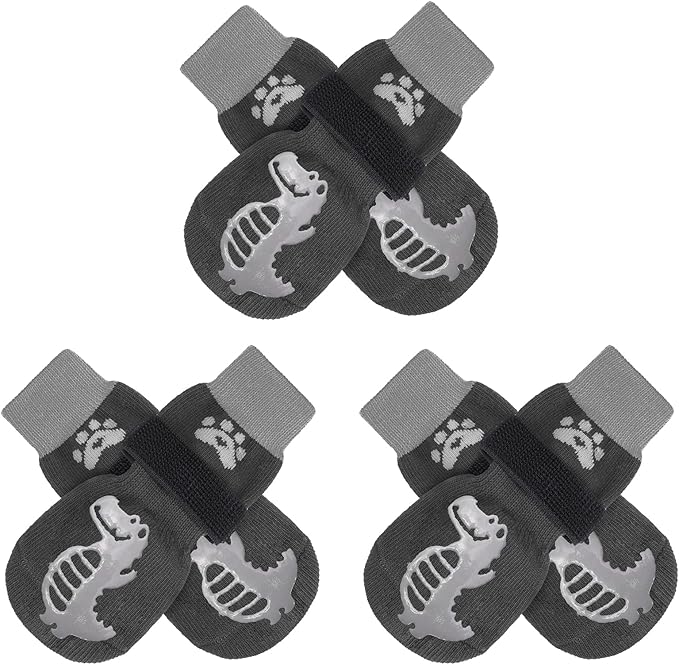 BEAUTYZOO Anti-Slip Dog Socks,Dog Shoes for Hot/Cold Pavement,Paw Protectors with Grips 3 Pairs for Puppy Small Medium Large Senior Old Dogs,Dog Socks to Prevent Licking and Hardwood Floor Protection