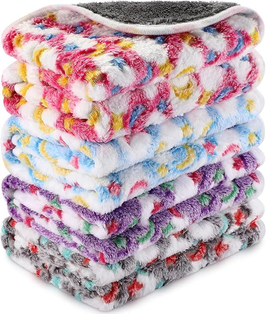 4 Pcs Waterproof Guinea Pig Blankets Washable Small Animal Fleece Bedding Absorbent Guinea Pig Cage Liners Reusable Pet Pee Pad Sleep Mat Pad Cover for Hamster Ferret (Moon Star Pattern,12 x 12 Inch)