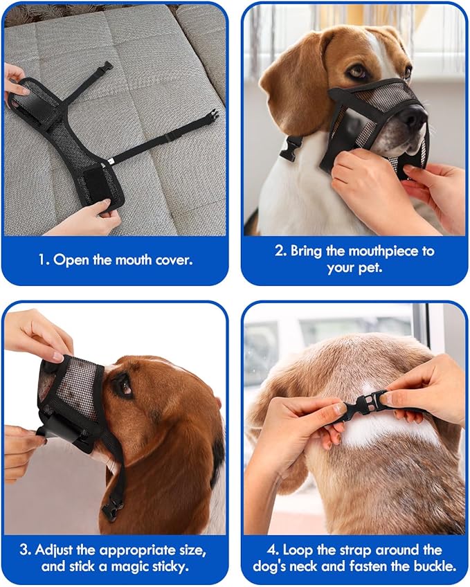 Dog Muzzle, Soft Air Mesh Muzzle for Small Medium Large Dogs Anti Biting Barking Chewing, Breathable Drinkable Adjustable Loop Pets Muzzle for German Shepherd Husky Labrador Retriever (Black,XL)
