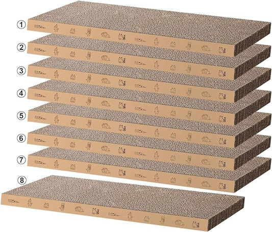 8 Packs in 1 Cat Scratch Pad, Cat Scratcher Cardboard,Reversible,Durable Recyclable Cardboard, Suitable for Cats to Rest, Grind Claws and Play