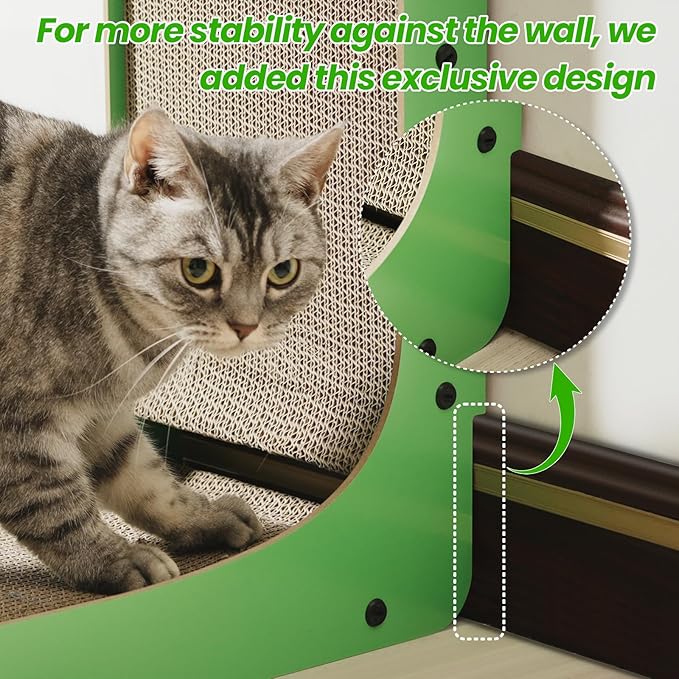 Cat Scratcher, 23.6 Inch Cat Scratching Post, L Shaped Vertical cat Scratching Board for Wall and Couch Protection, Cardboard Cat Scratcher with Ball Toy for Indoor Cats