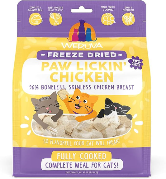 Weruva Cat Freeze Dried, Paw Lickin' Chicken with Chicken Breast, 7oz Bag