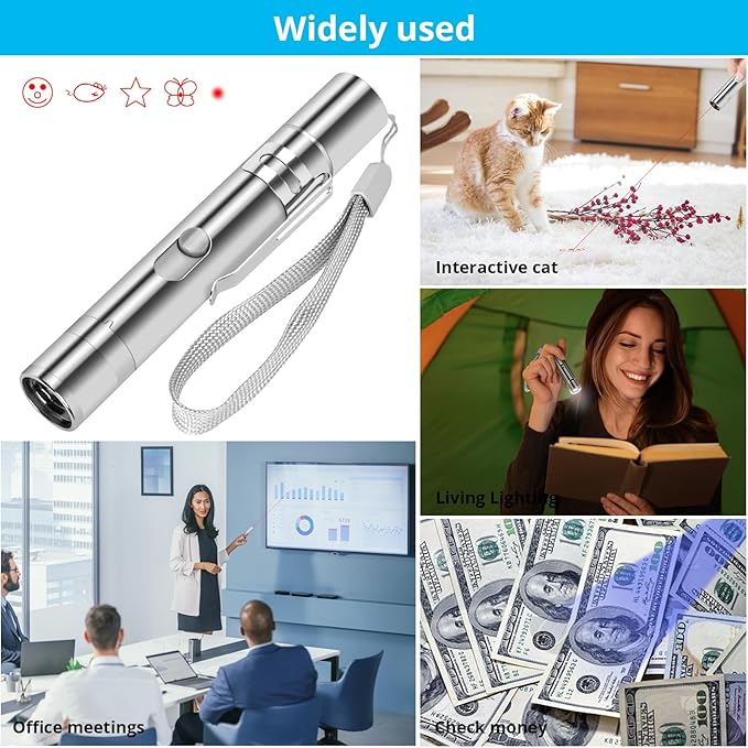 Cat Toy Pointer for Indoor Cats, USB Rechargeable Kitten Toys with 7 Adjustable Patterns, Interactive Chase Toys for Indoor Cats & Dogs, Training & Exercise Fun