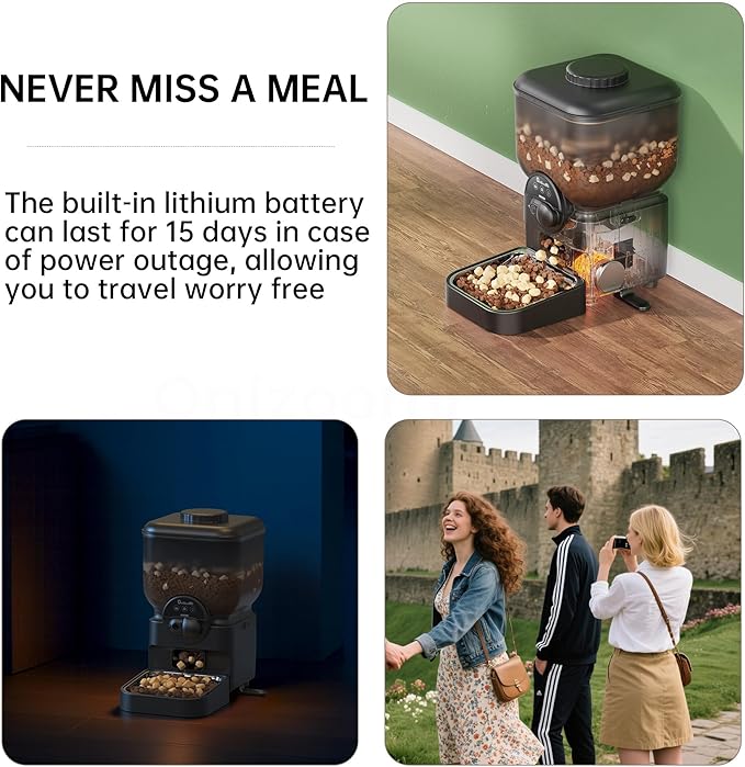 Automatic Pet Feeder for Cat and Dog - 6L Auto Cats Food Dispenser with Camera - WiFi App Control Smart Feeders with Timed - Dogs Feeding Station with 15-Day Battery Life After Power Off