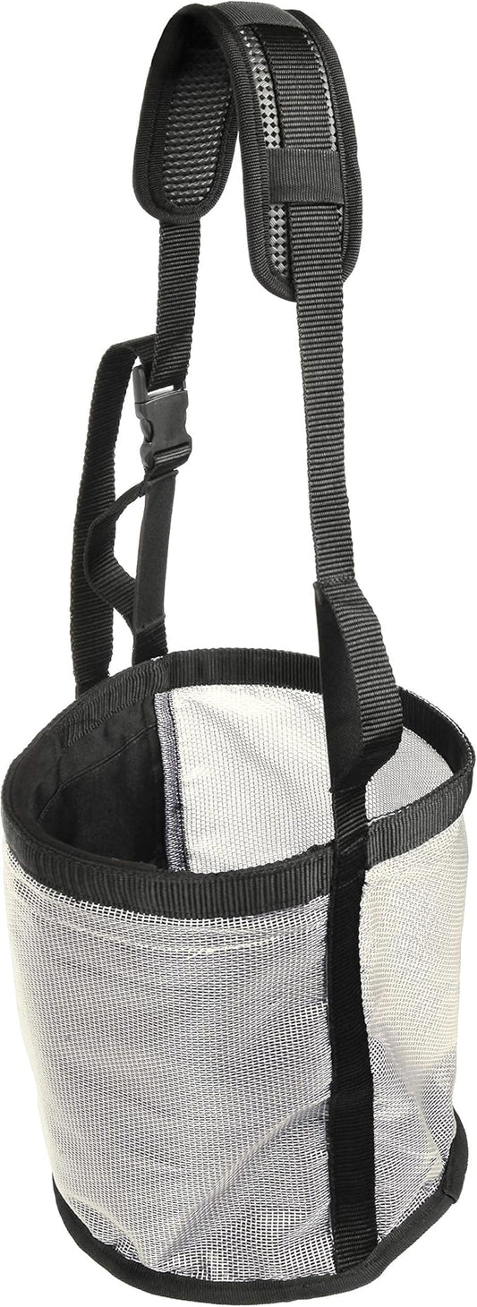 Majestic Ally Horse Feed Bag, Heavy Duty Nylon Mesh Grain Feed Bag, Adjustable Strap with Durable Snap and Elastic Straps, Comfort Neck Pad and Nose Pad- Large (Full, Beige)