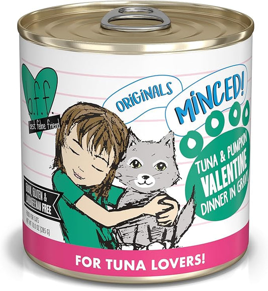 Weruva BFF Minced Natural Wet Cat Food, Tuna and Pumpkin Valentine in Gravy, 10oz Can, Pack of 12