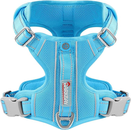 BARKBAY Dog Harness No Pull with ID Tag Pocket - Heavy Duty, Reflective, Easy Control for Large Dogs(Blue,M)
