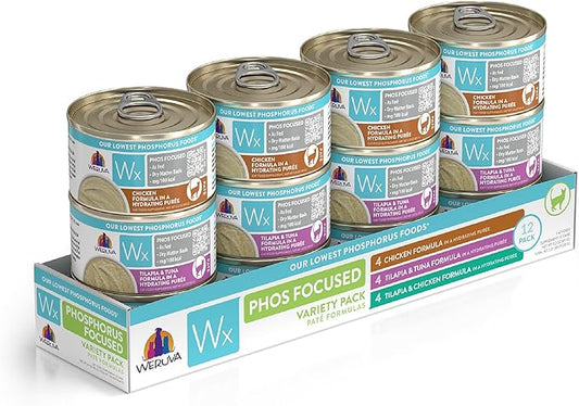 Weruva Wx Phos Focused, Pate Formulas Variety Pack, 3oz Can (Pack of 12)