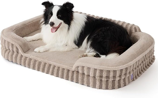 LE SURE Cute Dog Beds for Extra Large Dogs, Orthopedic Waterproof XL Pet Bed with Sides, Non-Slip and Egg-Crate Foam Big Dog Couch Sofa with Washable Removable Cover, Hazel