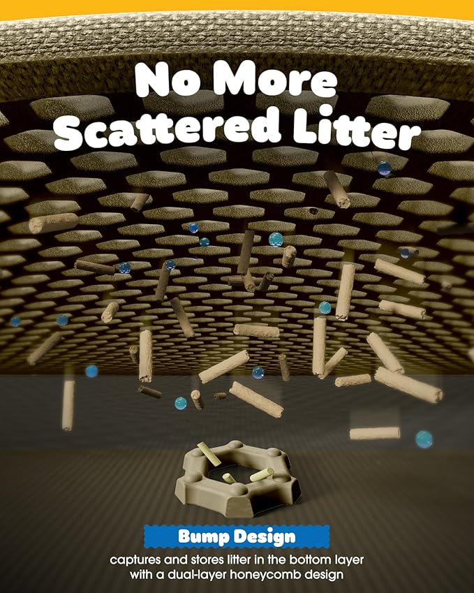 Cat Litter Mat - 23.2'' x 14.6'' Small Litter Trapping Mat, Easy to Clean Litter Box Mat, Waterproof, Urine-Proof, Non-Slip Kitty Litter Mats for Floor, Beige