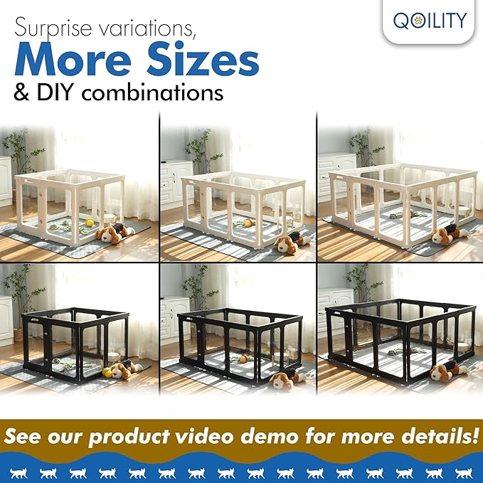 Clear Dog Playpen Indoor, Effectively Relieves Pet Anxiety, Suitable for Most Dogs, White