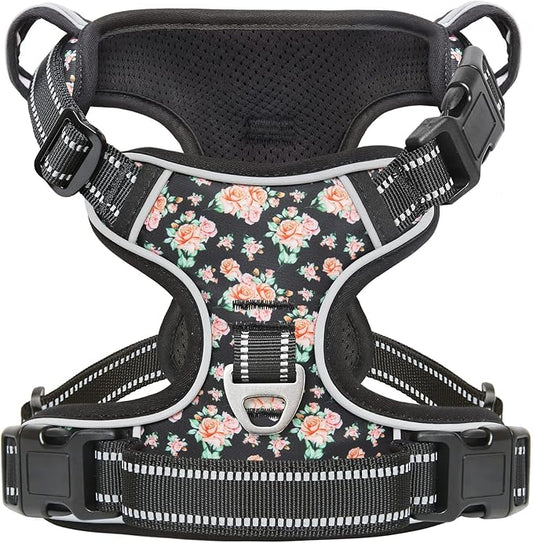 Timos Dog Harness, No-Pull Pet Harness with 2 Leash Clips, 3 Snap Buckles Adjustable Soft Padded Dog Vest, Reflective No-Choke Pet Oxford Vest with Easy Control Handle for Small Medium Large Dogs