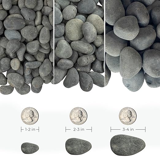 40lbs Large River Rocks for Landscaping, 2-3 Inch Big Black Pebbles, Hand-Picked Premium Stones for Garden Design, Fish Tank, Flower Pots, Pathways and Backyard