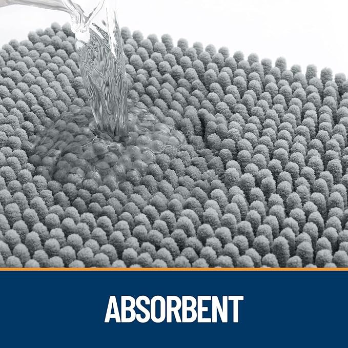 OLANLY Dog Door Mat Set 4-Piece 24x16, Absorbs Moisture and Dirt, Absorbent Non-Slip Washable Doormat, Quick Dry Chenille Mud Mat for Dogs, Entry Indoor Entryway Carpet for Inside Floor, Grey
