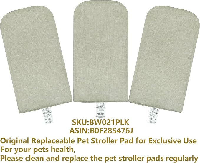 ROODO Pet Stroller Inner Pad for Exclusive Use,Original,Replaceable,Easy to Clean,Set of 3 pc(Light Khaki)