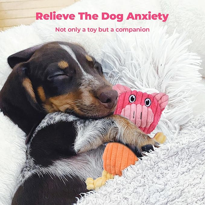 3pcs Dog Squeaky Toys, Plush Stuffed Puppy Chew Toy for Extended Play, Interactive Toys Great Gifts for Small Medium Large Chewer Dogs, Pet Toy Bulk to Keep Them Busy(Forg&Hippo&Pig)