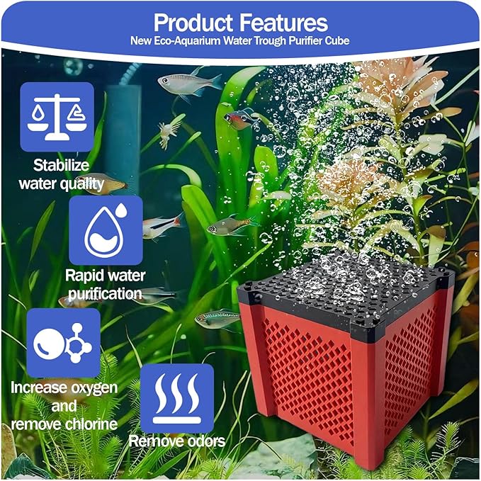 2 PCS 2026 New Pure Cube Water Trough Filter 2.0, Eco-Aquarium with Honeycomb Charcoal, Super Strong Filtration Activated Carbon Filter Media for Fish Tanks, Horse Troughs, Ponds & Livestock Tanks
