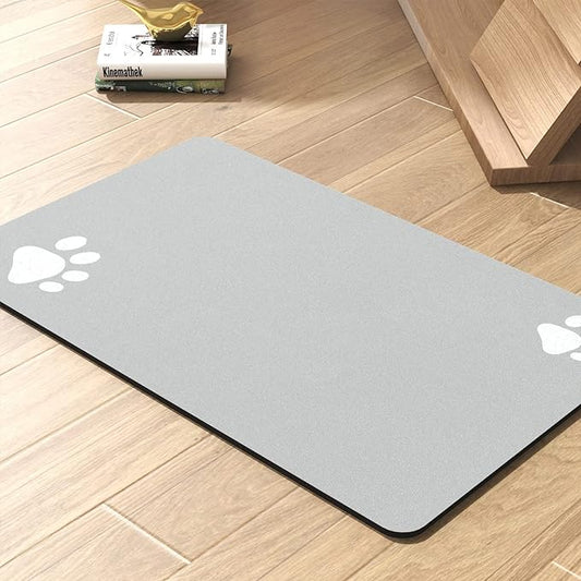 Pet Feeding Mat-Absorbent Dog Mat for Food and Water Bowl-No Stains Quick Dry Water Dispenser Mat-Dog Accessories Pet Supplies-Bowl for Messy Drinkers（LIGHTGREY,17"x28"
