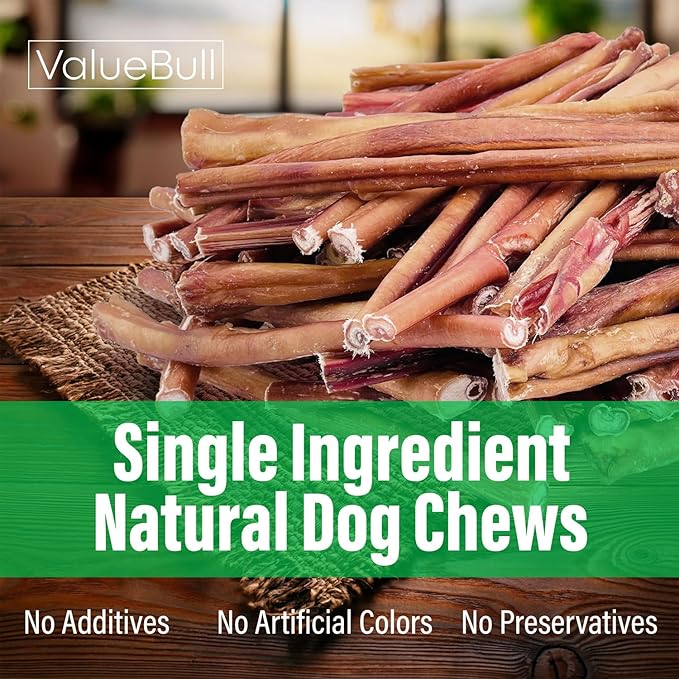 ValueBull Bully Sticks for Small Dogs, Thin 12 Inch, 200 Count Bulk Pack - All Natural, Grass Fed, Single Ingredient, Long Lasting Dog Treats