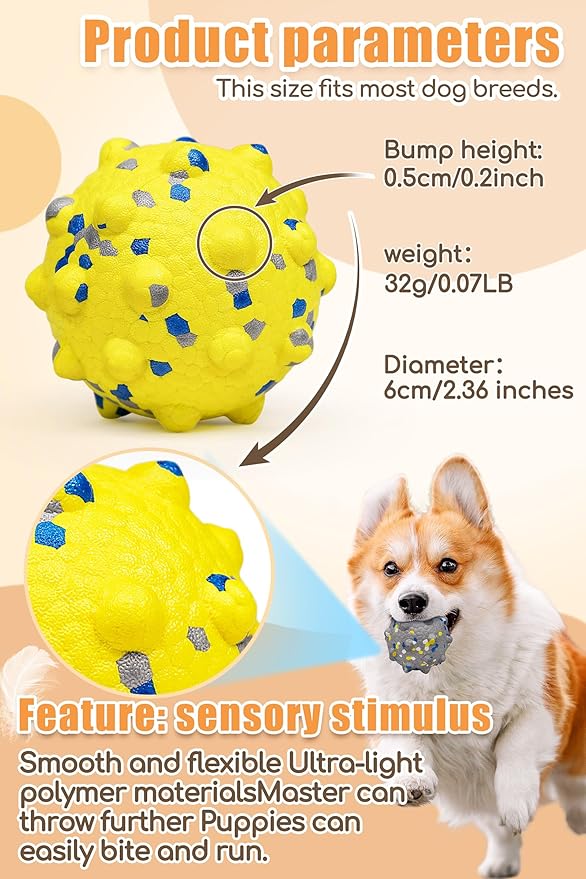 2.36'' Dog Balls for Dogs Aggressive Chewers Indestructible Tennis Durable Bouncy Interactive Dog Toy Balls for Fetch Game Floating Training(Yellow Medium)