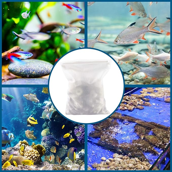 Media Bags for Aquarium - Extra Fine Mesh Bag - 10 PCS Fine Mesh Reusable Nylon Net Filter Bags with Plastic Zipper for Extra Fine Resins Filter, 7.9 x 5.5 Inch