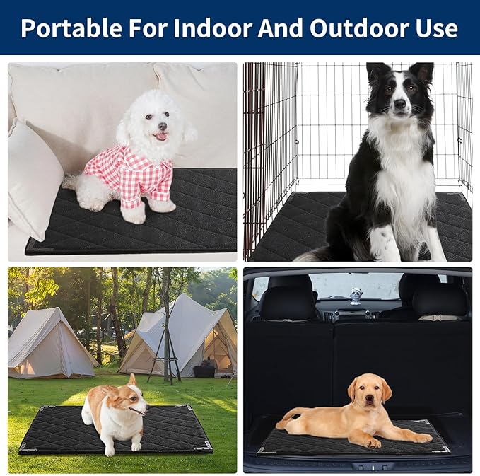 BALAPET Durable Chew Proof Dog Bed with Metal Rivet Corner for Medium Dogs, Stable Kennel Pad Mat for Teething Puppy, Durable Indoor Outdoor Crate Pad for Medium Dog Crates, 35"x22"