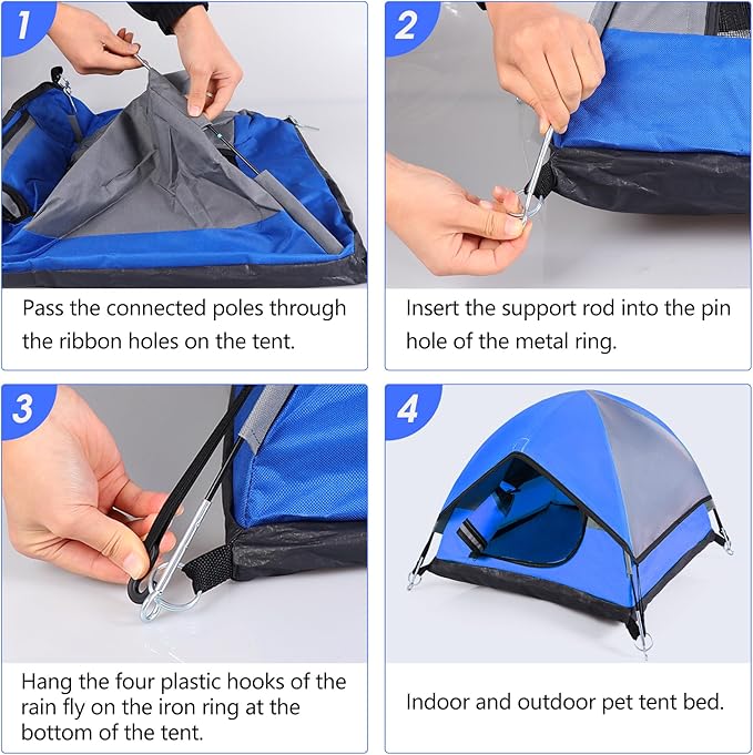 Cat Camping Tent, Cat Tent Bed, Pet Tent for Indoor Cat and Small Dog, Mini Tent (Blue, 21 x 21 x 14 Inches)