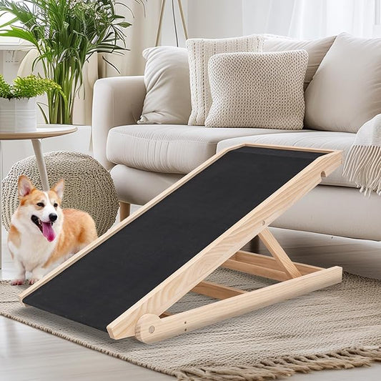 ABORON Antislip Dog Ramp, Adjustable Folding Pet Ramp for Small & Large Old Dogs & Cats, High Traction Portable Rubber Paw Ramps, Supports up to 200 lbs, Used for Bed Couch SUV, 39.3'' Long