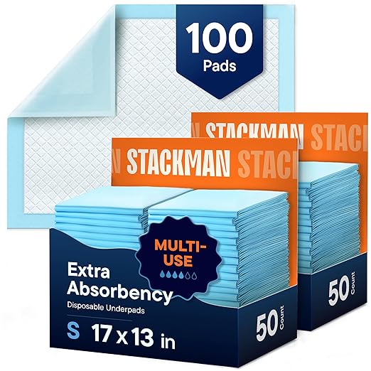 Disposable Changing Pads [100-Pack] Diaper Pad for Baby, Puppy & Dog - Pee & Wee Underpads - Chux Potty Training Liner - Changing Table Cover - 17"x13" Leak-Proof Liners for Incontinence & Travel Use